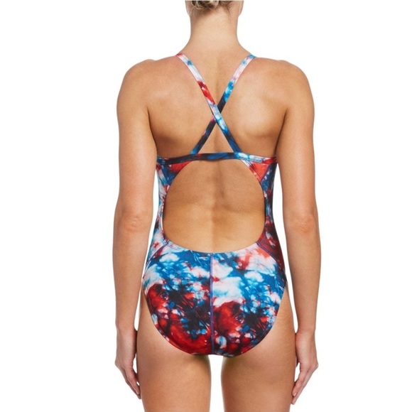 NWT Nike Women's Hydrastrong Tie Dye Crossback One Piece Swimsuit - Picture 2 of 5